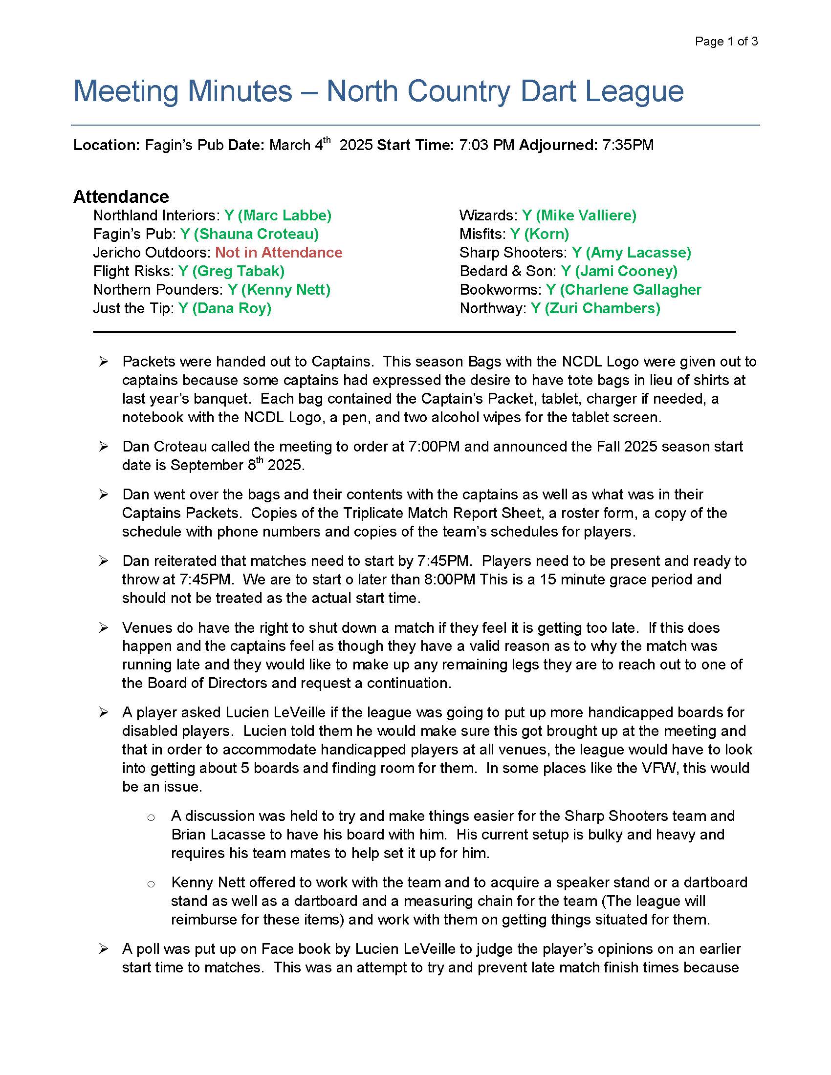 August 2025 Meeting Minutes